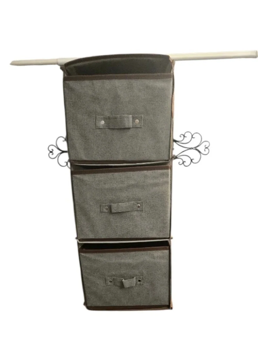 3-Tier Hanging Closet Organizer Storage Bins - Gray